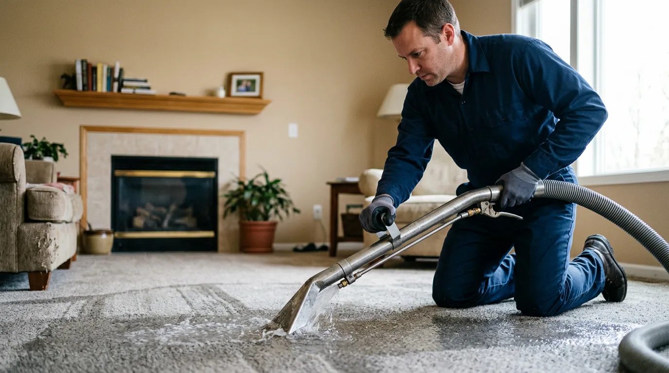 Water damage restoration technician working near Morgan, PA